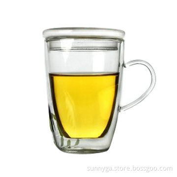 Double Wall Glass Mug with 350mL, Available in Various Designs and Sizes